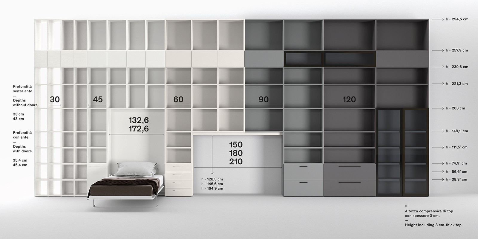 dimensioni libreria sospesa a terra L6 - mod2