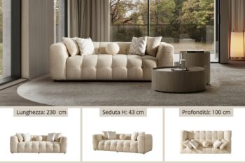 Rio divano 3 posti in tessuto bouclè - immagine 3