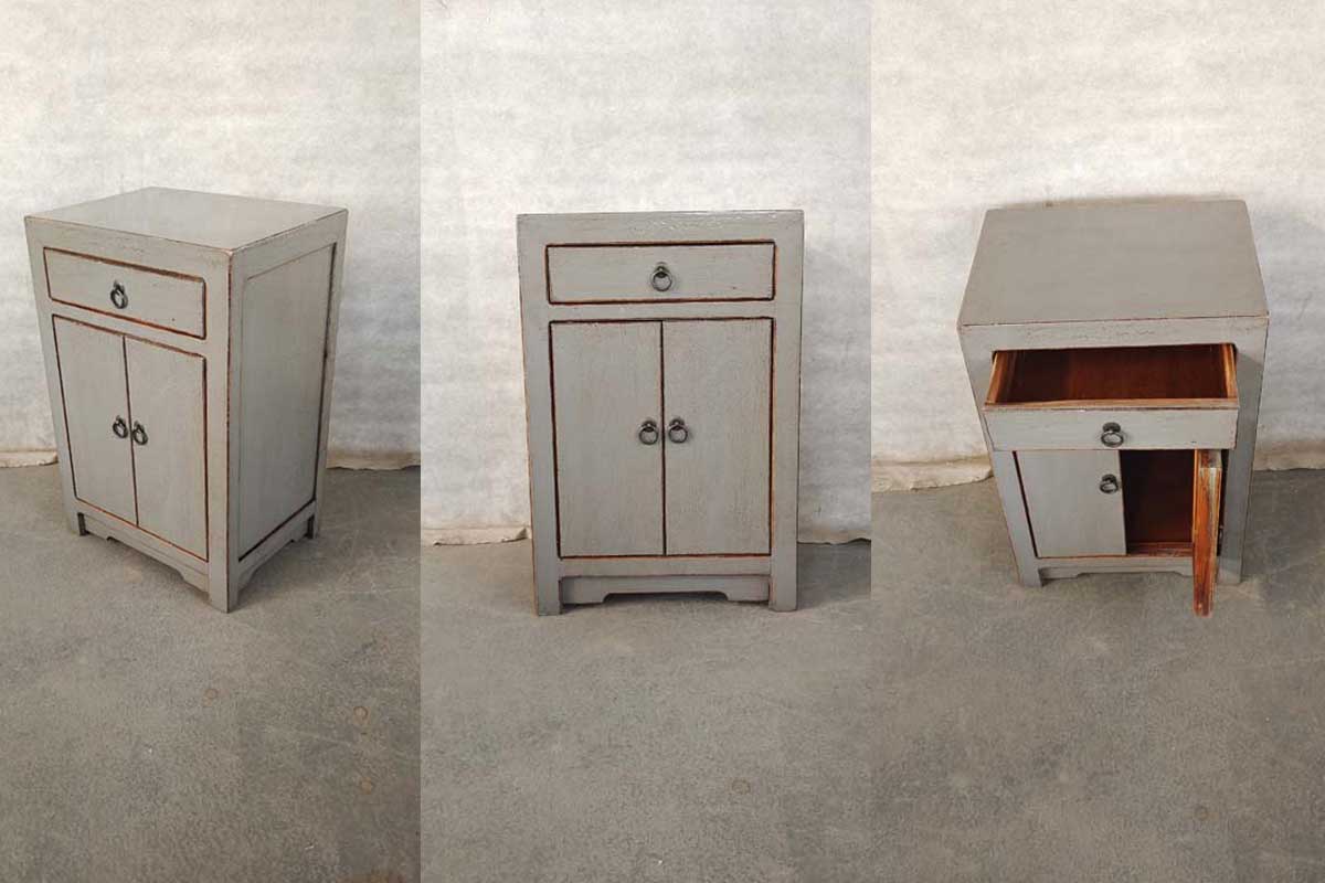 Tibet-comodino-HK-5-grigio Comodino Tibetano Grigio (40x30x60) - immagine 1