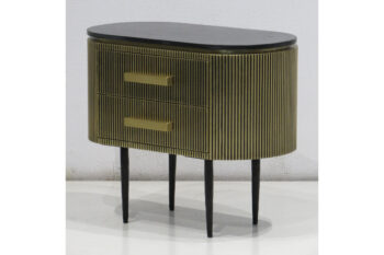 Comodino Ovale Metallo Oro serie Gatsby - immagine 2