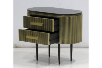 Comodino Ovale Metallo Oro serie Gatsby - immagine 3