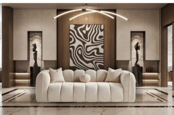 Mosca divano in tessuto bouclè