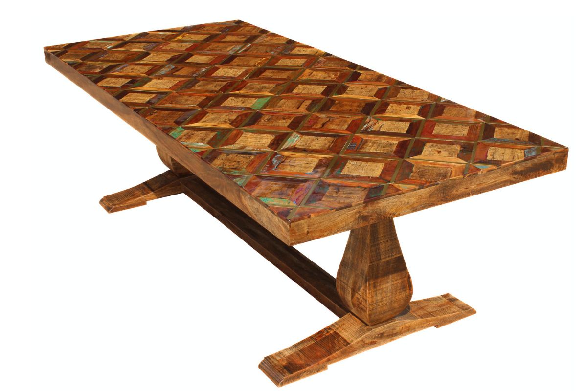 Collezione AKAO 2024 - GOLD_STRIP_DINING_TABLE_WITH_NEW_PONDI_LEGS__2 Gold Strip tavolo da pranzo in legno massello (AK-GSDT-250P) - immagine 1