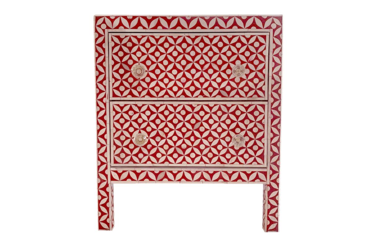 Comodino Odan Collezione INTARSI 2024 - 7003-2 red Comodino Odan Red Intarsi Collection - immagine 1
