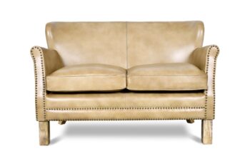 Divano due posti in pelle crema