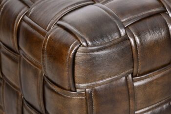 Pouf in pelle vintage testa di moro - immagine 3