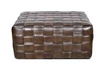 Pouf in pelle vintage testa di moro