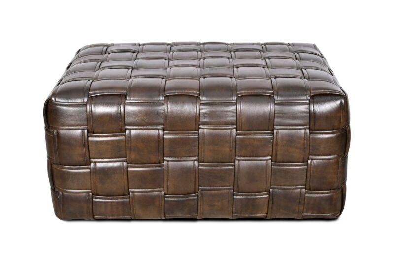 Pouf in pelle vintage testa di moro