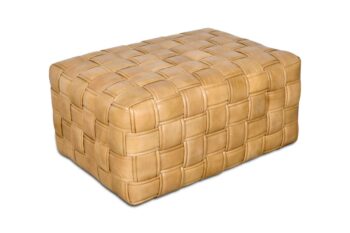 Pouf in pelle vintage crema - immagine 2