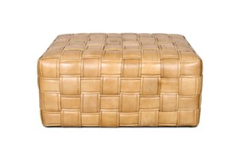 Pouf in pelle vintage crema